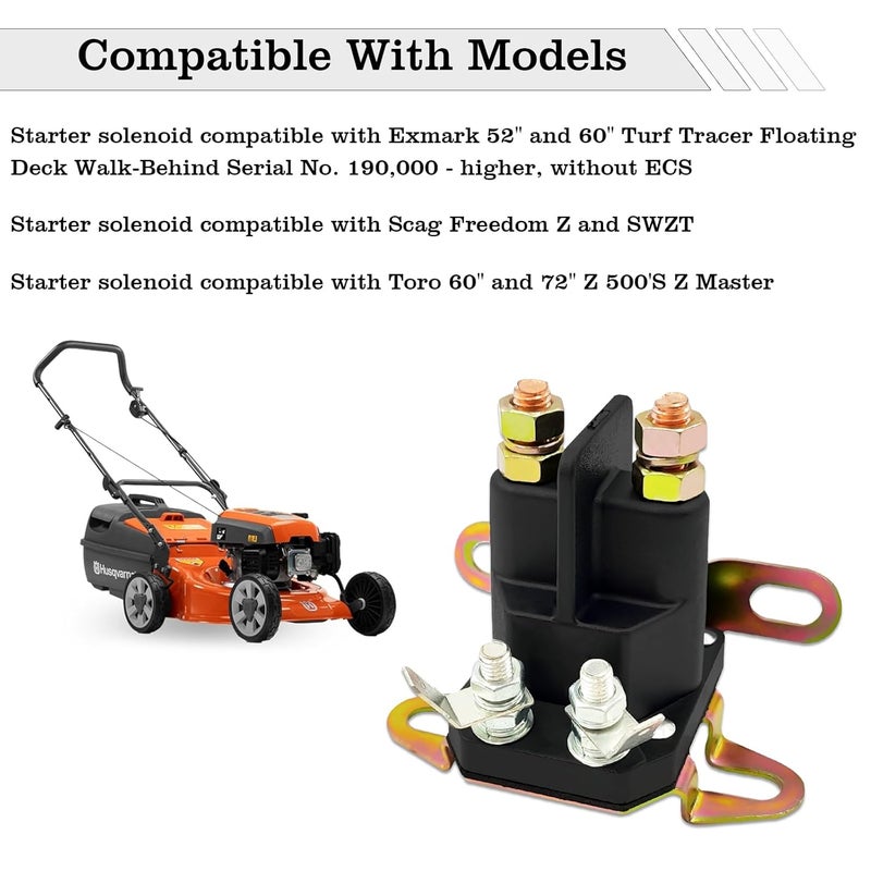 FBLOWMOD 435-435 Starter Solenoid Relay for Lawn Mower, 12V Relay Switch, Fit for Exmark 52" and 60" Turf Tracer Floating Deck Walk & Cub Cadet & Ariens Mowers - Image 2